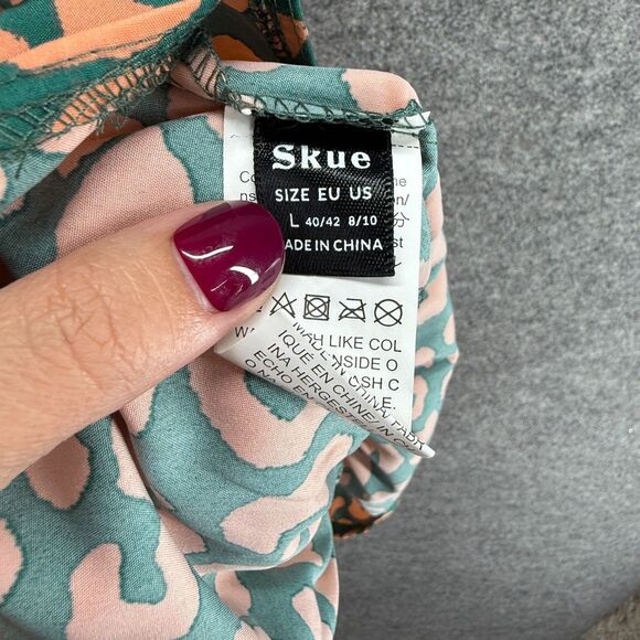 Skue Dress Women L Large Green Animal Print Sheath Midi V-Neck Belted Casual - Picture 5 of 7